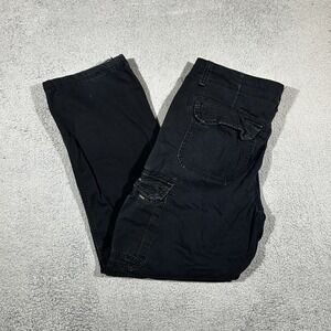 Unionbay Mens Cargo Pants Black Straight Leg Cotton Size 38x34 Y2K Utility #1989